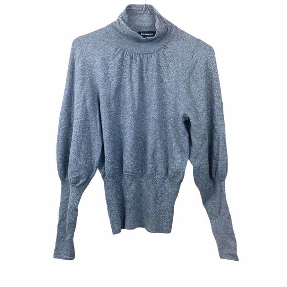 Express Metallic Silver Turtleneck Sweater - Picture 2 of 4